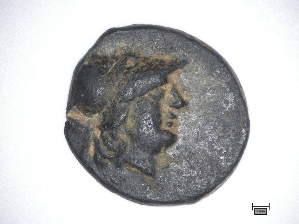 Bronzemünze mit dem Kopf der Athena auf der Vorderseite. Herkunft Ilion. 3. Jahrhundert v. Chr. © Staatliche Museen zu Berlin, Museum für Vor- und Frühgeschichte / Ulrike Scheibe